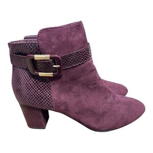 Karen Scott Ivyy Women Block Heel Ankle Booties Size US 10M Wine Snake Print